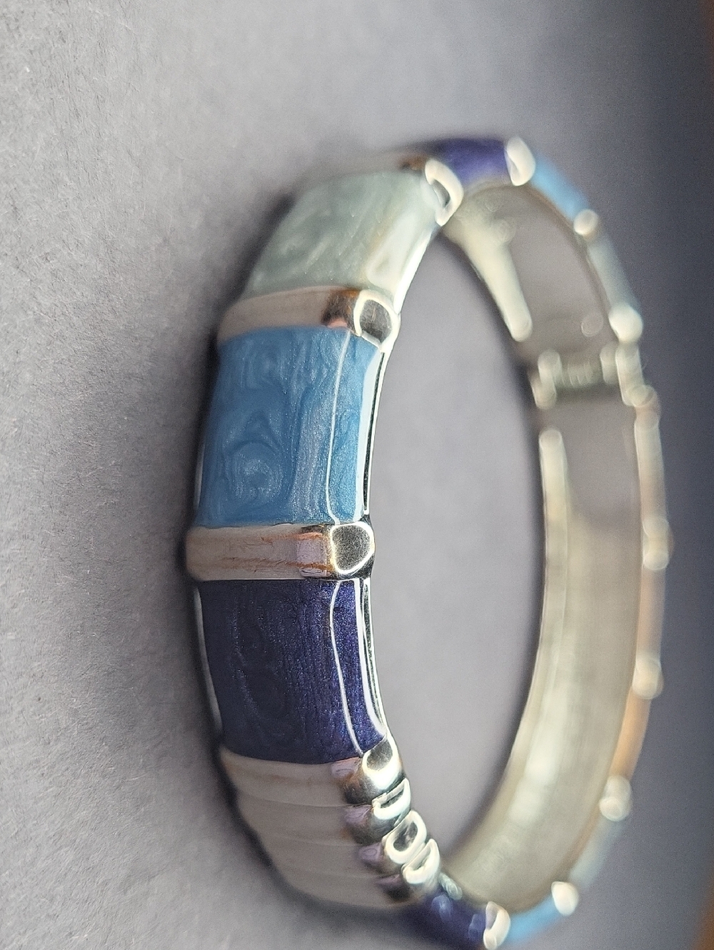 Enamel Blue and Silver Hinge Bracelet
